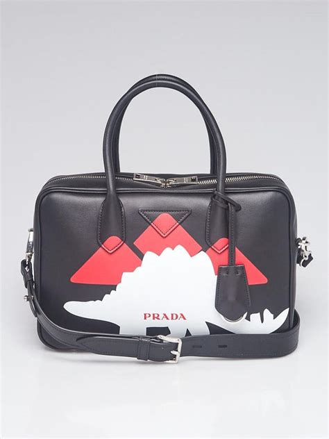 prada dinosaur|Prada Black/Red Leather Small Mirage Dinosaur Bauletto Bag .